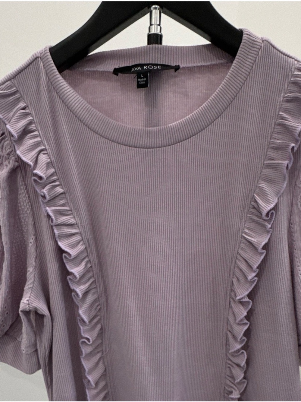 Lavender Ruffle Knit Puff-Sleeve Tee - Picture 4 of 4